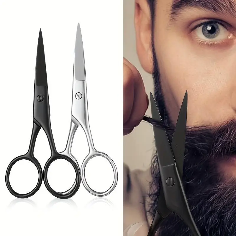 1pc Stainless Steel Pointed Beard Scissors, Hairdressing Scissors, Barber Equipment, Suitable for Eyebrows, Nose Hair, Beard, Ear Hair, Stainless Steel Eyebrow Scissors, Professional Trimming Face Hair Beauty Makeup Scissors for Men and Women, Hair Tools