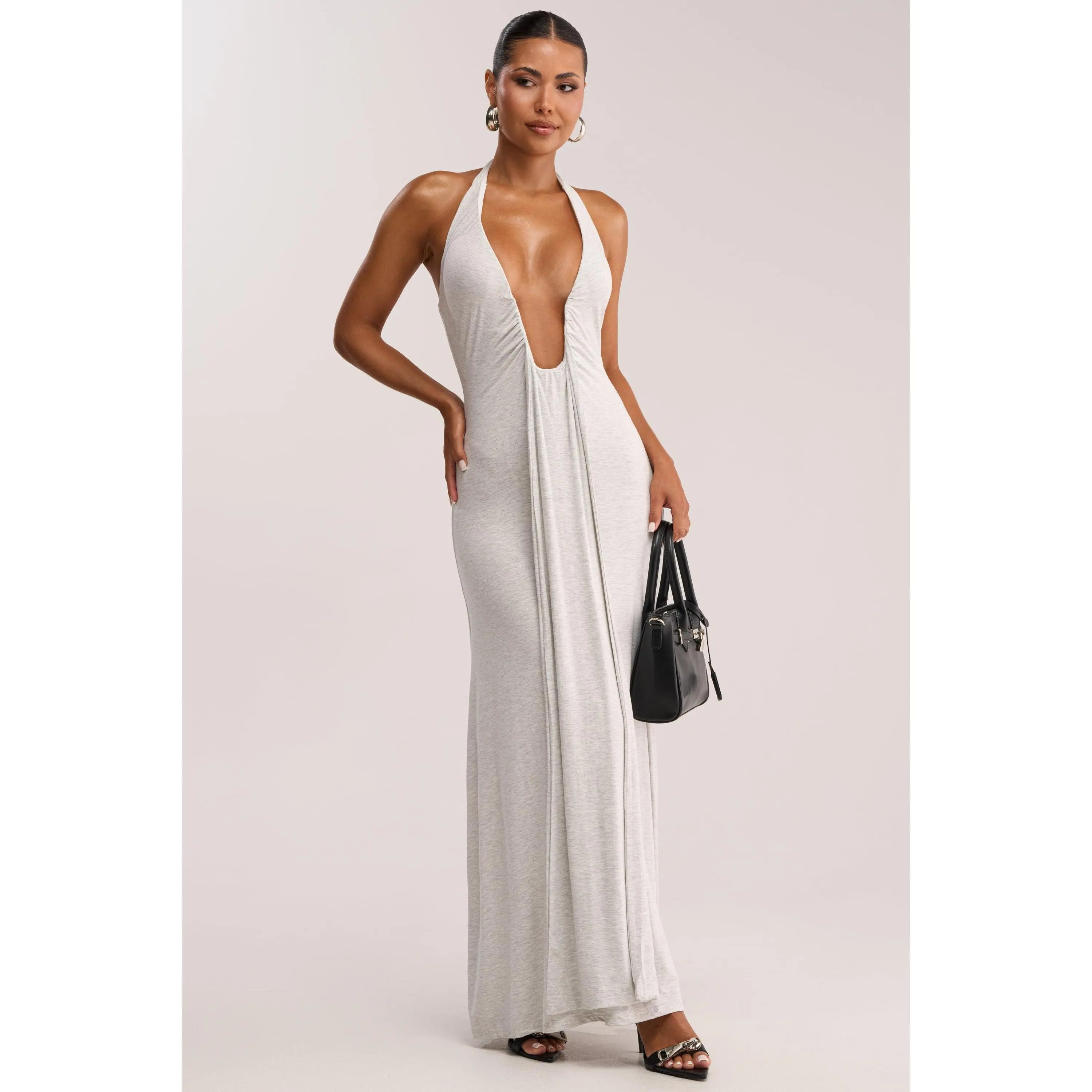 MAKE YOU LOSE YOUR MIND MAXI DRESS IN LIGHT GREY
