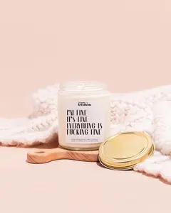 CHEER UP GIFT, Introvert Gift, Candle Gift for Best Friend,I'm Fine It's Fine Everything is Fine, Gift For Hi, Gift for Her,Christmas Candle