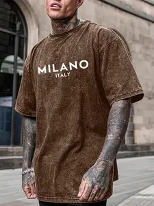 Men's Letter Print Round Neck Graphic Tee, Casual Sport Shirt, Street Fashion Casual Short Sleeve T-shirt for Daily Wear, Menswear for All Seasons