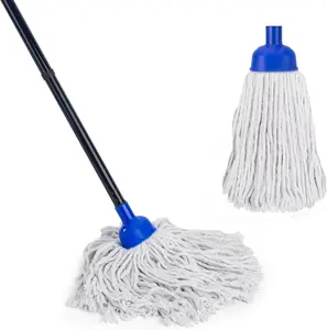 2 Pcs Cotton String Wet Mops Replacement Head Refill Compatible with Microfiber Cloth Mop & 0.8" Diameter Mop Handle(1 Handle & 2 Mop Heads) Spinning and Bucket Wringer Adjustable Spin