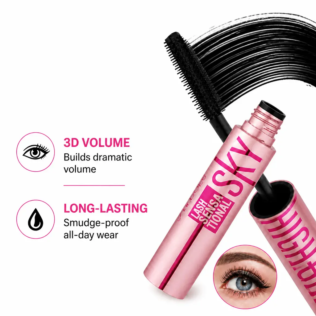 4D Waterproof Mascara, Volumizing, Curling, Long-Lasting, No Smudge, Flake-Free Cosmetic for Natural Thick Eyelashes (Warm Tone), Makeup Products