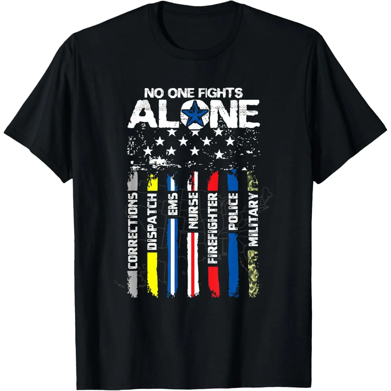 Women's Cotton Casual Short-Sleeve Round Neck Graphic T-Shirt - Honoring First Responders, American Thin Line Police, Fire, Military, EMS, Shortsleeve, Top, Vintage