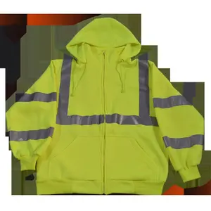 Petra Roc  Sweatshirt Ansi Class 3 with Detachable Hood & Zipper Closure, Lime Green - 2XL