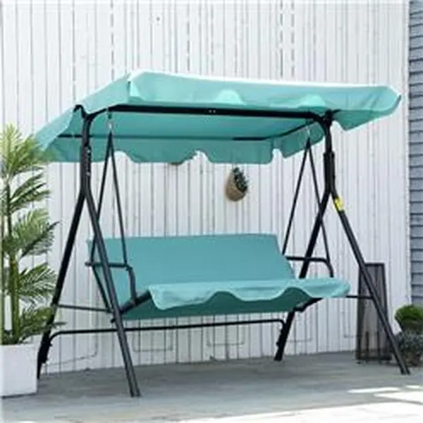 212 Main 84A-054V04LB Outsunny Patio Porch Swing Chair with Adjustable Canopy, Green