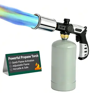 New！Portable Powerful Propane Torch for Cooking, Adjustable Flame Sous Vide Steak Searing Kit, BBQ Grilling Accessories for Baking, Outdoor Party & Camping (Propane Tank Not Included) weed burner flamethrower