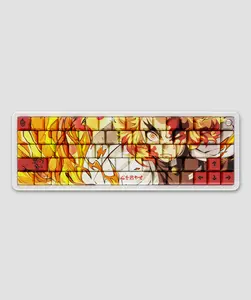 Demon Slayer Kimetsu No Yaiba Kyojuro Rengoku Full Art PBT Dye Sub Keycaps for Mechanical Gaming Keyboards, Cherry MX Switches, Custom Side Print, ANSI ISO Support, US Layout - Officially Licensed