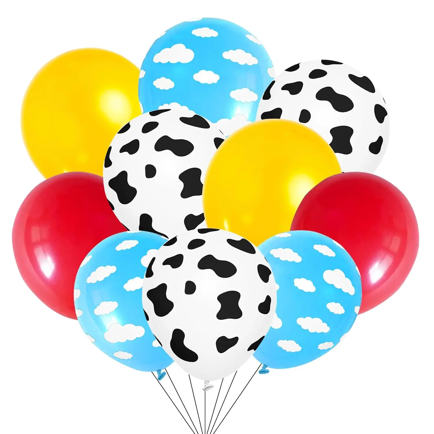 Cartoon Balloons Birthday Party Supplies Party Decorations Cow Print Sky Blue Cloud Balloons Arch Garland Kit For Rainbow Cloud Farm Themed Party Decor Favor