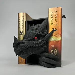 Bookish Decor Emerging Dragon Book Nook Bookend - 3D Printed Gift for Book Lovers, No Assembly Required, Made from PLA, 4 x 6 x 8 in, Guarding Bookshelves bookish merchandise fourth wing