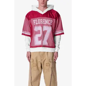 Layered Jersey Hoodie - Burgundy