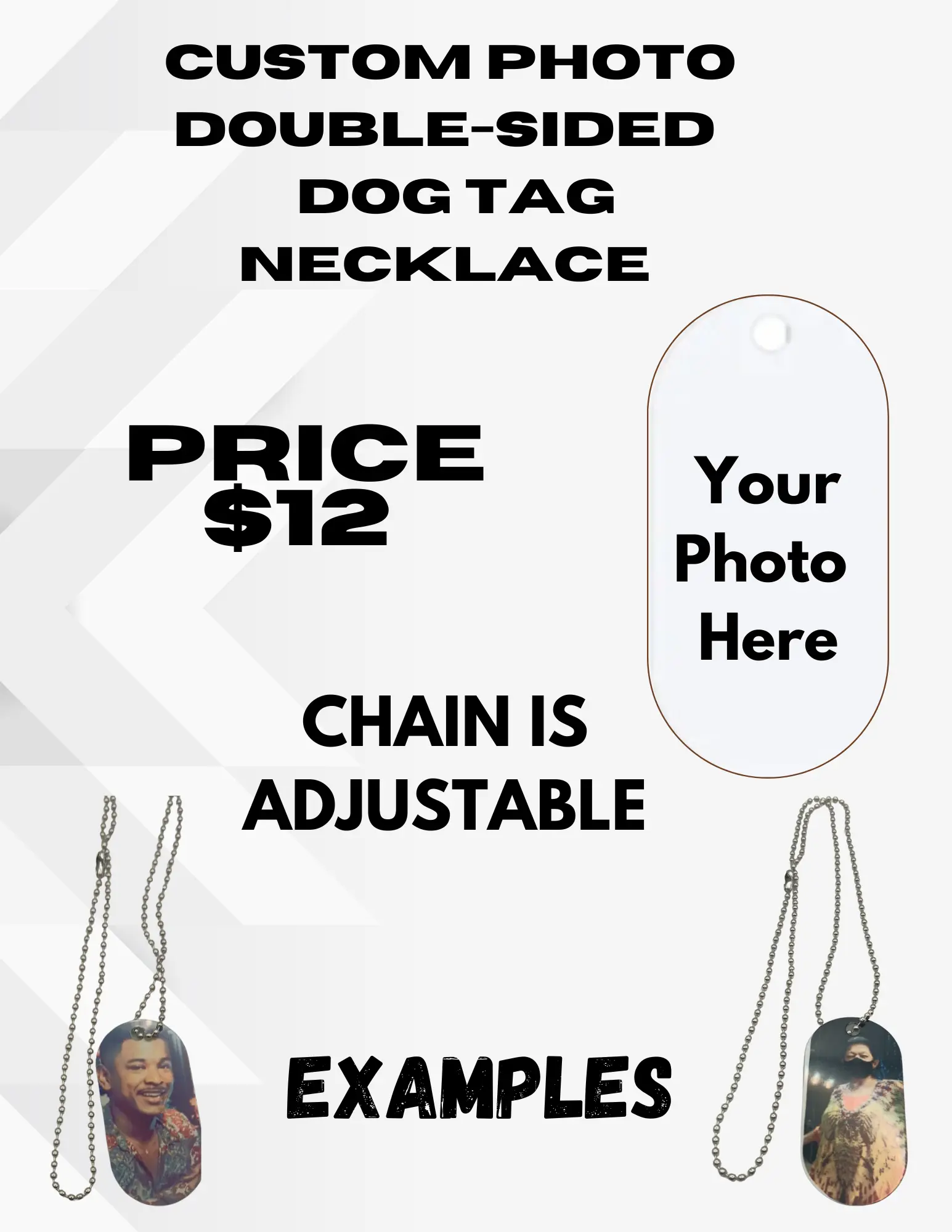 Customize Double Sided Photo Dog Chain - Customizable Design for Dog Lovers