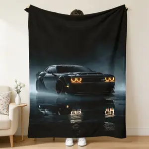 Muscle Car Flannel Blanket, Soft Cozy All-Season Throw for Home, Camping & Travel, Gift for Adults & Kids