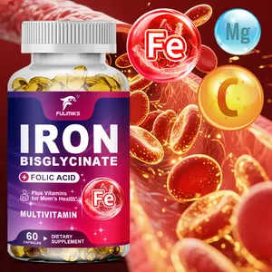 Iron Bisglycinate 27mg with Vitamin C, B12, Folic Acid & CoQ10 – Gentle Prenatal & Energy Support Multivitamin for Mom’s Health, 60 Softgel Capsules