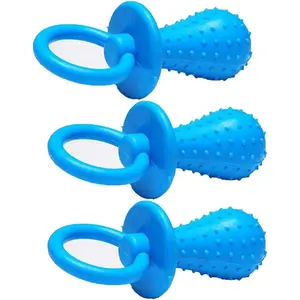 3-Pack Blue Dog Pacifier Chew Toys, Mini Bite-Resistant Bell-Shaped Rubber Pacifier Pet Dog Puppy Teething Chew Training Toys, Puppy Pacifier, Bell Chew Play Training Toys