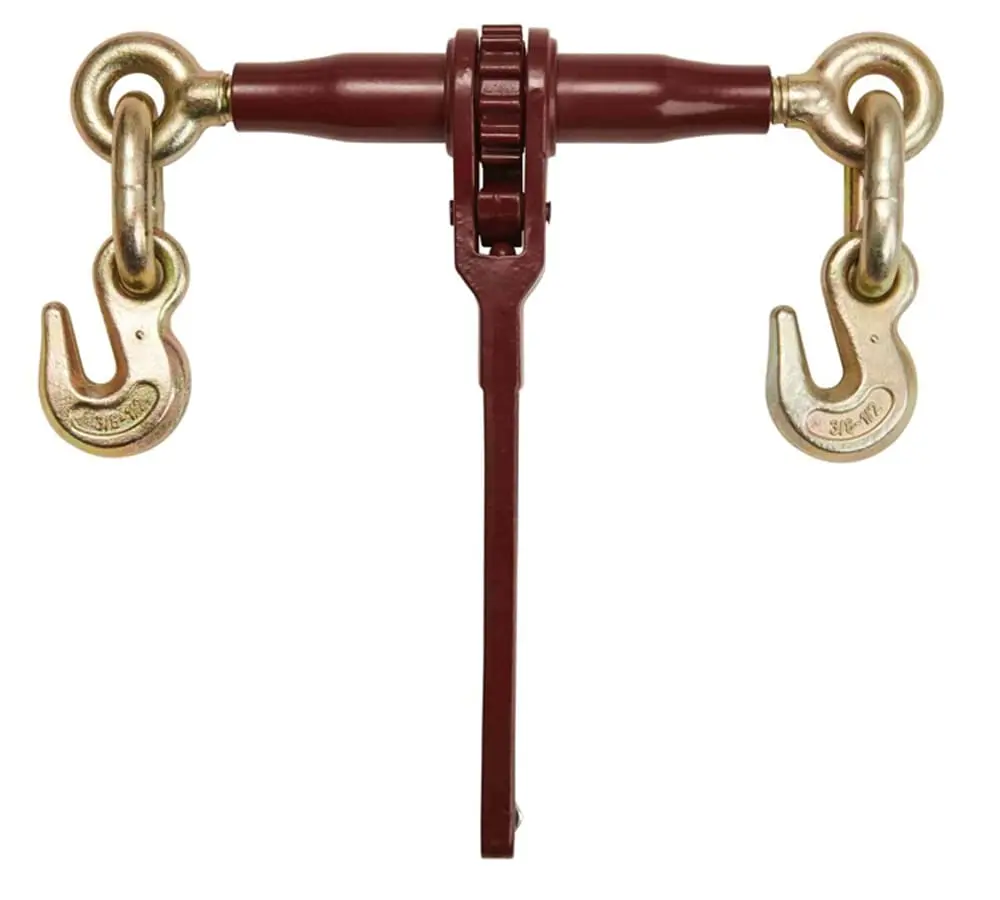 3/8" - 1/2" Pro Heavy Duty Ratchet Load Chain Binder with with Grab Hooks - 12,000 Lbs Working Load Limit - Heavy Swaged Barrel Cold-Drawn Tubing for Increased Strength