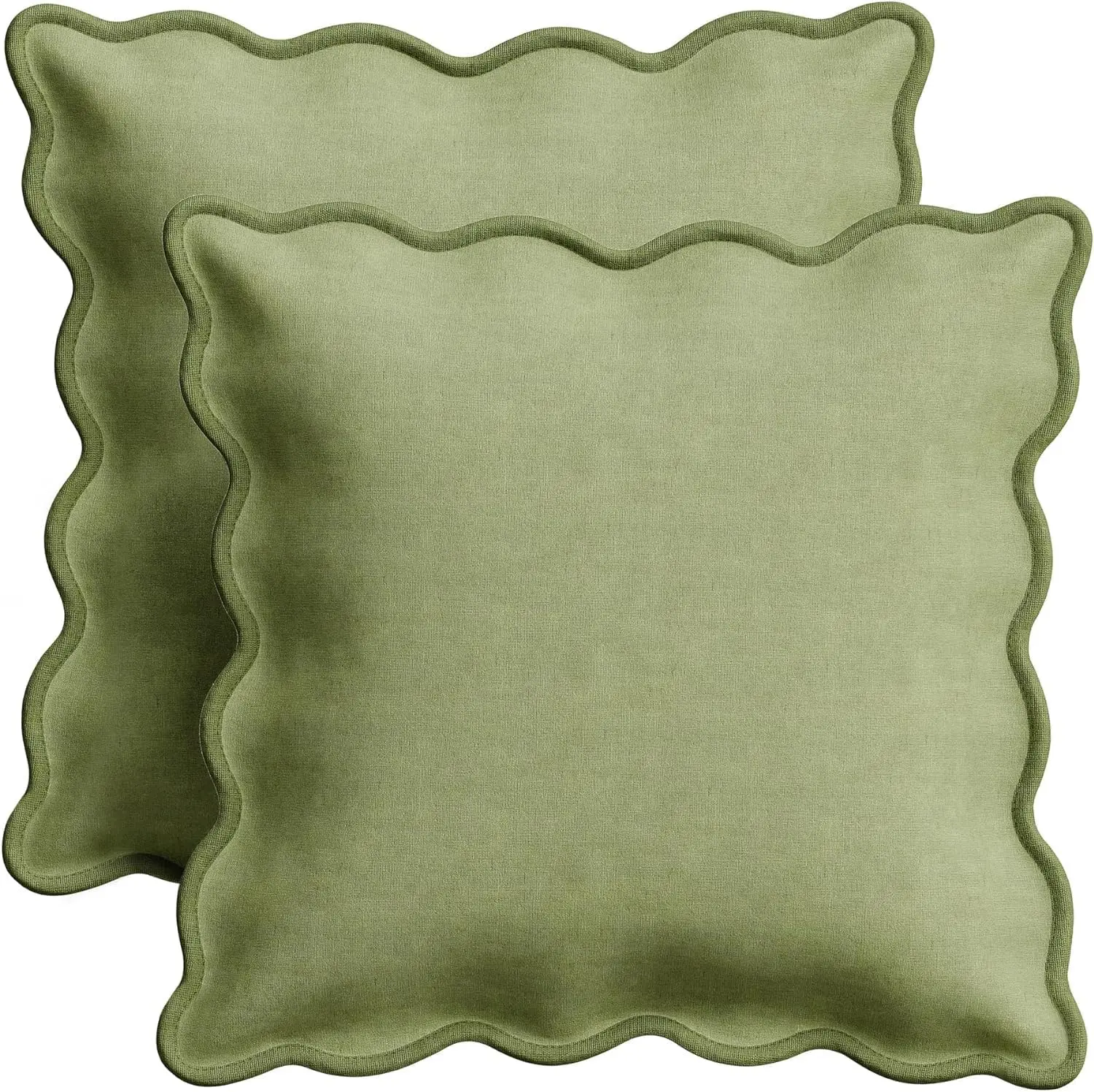 Orelle Scalloped Pillow Cover Set of 2 | Linen Cotton | 18x18
