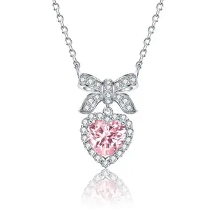 FANCIME Sugar Bow and Heart CZ Sterling Silver Necklace