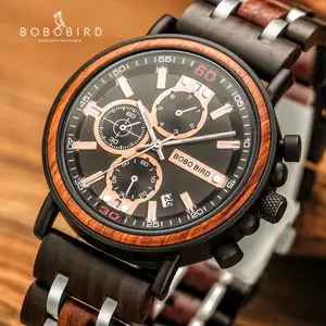 BOBO BIRD Wooden Luxury Chronograph Military Watches