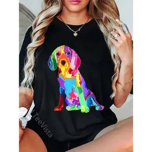 100% Cotton Dog Lover Gifts For Women's Beagle Colorful Beagle Men's T-Shirt Humorous and funny T-Shirt