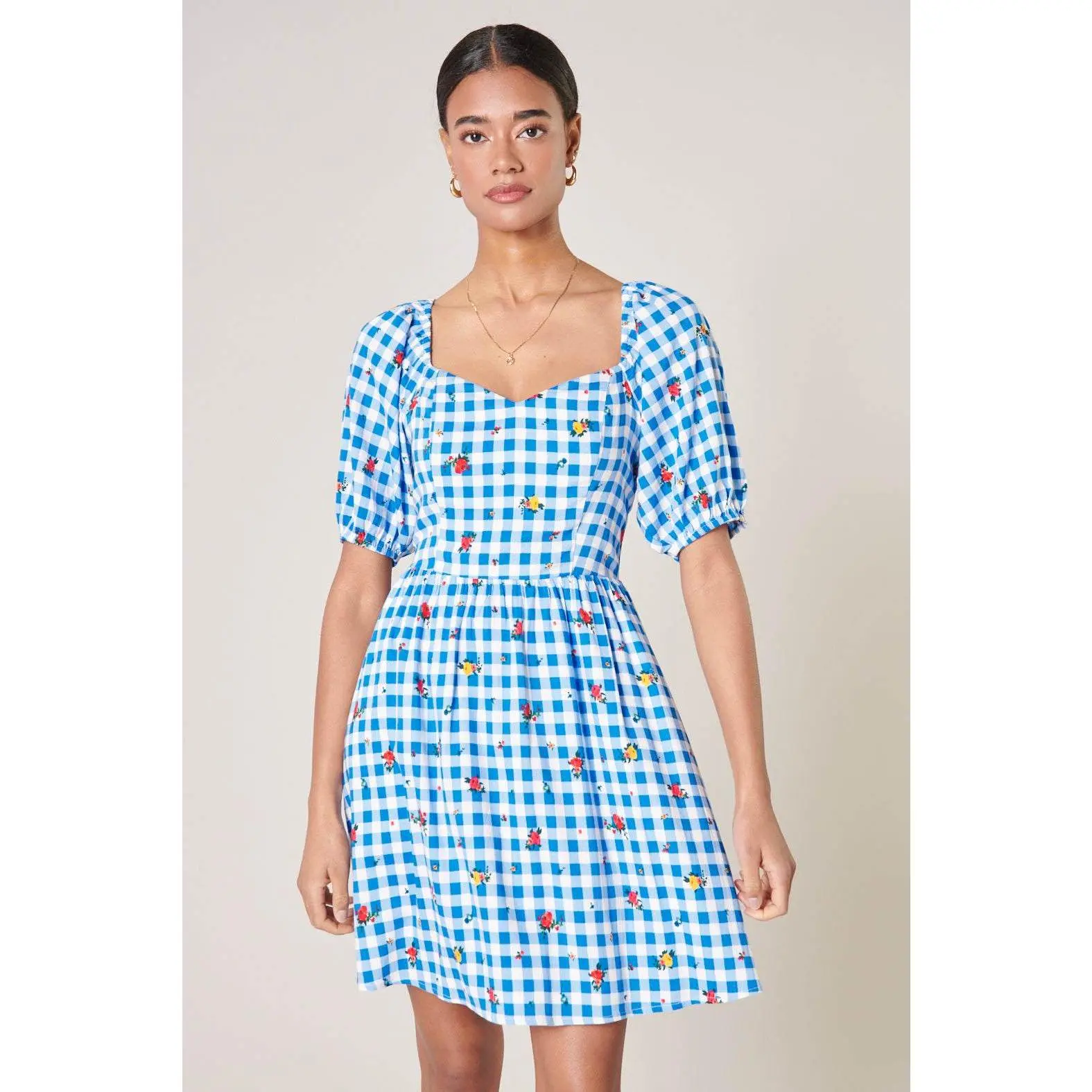 Dorothy Rosebud Gingham Puff Sleeve Mini Dress