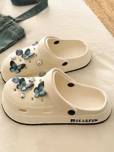 Summer Cute Cartoon Eva Hole Shoes for Women, New Simple Versatile Outdoor Casual Open-Toe Sandals, Comfortable Summer Footwear, Lightweight Slippers