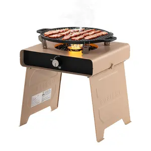HOMPUS 15.7 inch Outdoor Propane Fire Pit,Foldable Fire Table with Baking Tray,Mini Stainless Seel Iron FirePit with Portable Bag,Fire Glass For BBQ