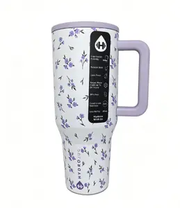 HydroJug40oz Traveler Tumbler Lavender Floral Insulated Drinking Utensils Leak Proof Stainless Steel Thermos Mug Keeps Drinks Cold 24H Drinkware Flasks Drinkware Flasks Bottles Bottled Portable Portable Bottled european water Funny Unicorn Sparkle Rage