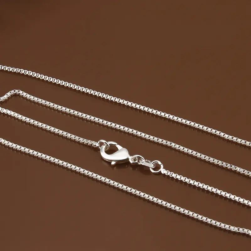 Women's Elegant 925 Sterling Silver Box Chain Jewelry Necklace, 5 Adjustable Lengths (16-24 in), Super Bright, Antioxidant, Ideal for Daily Wear, Christmas Gifting