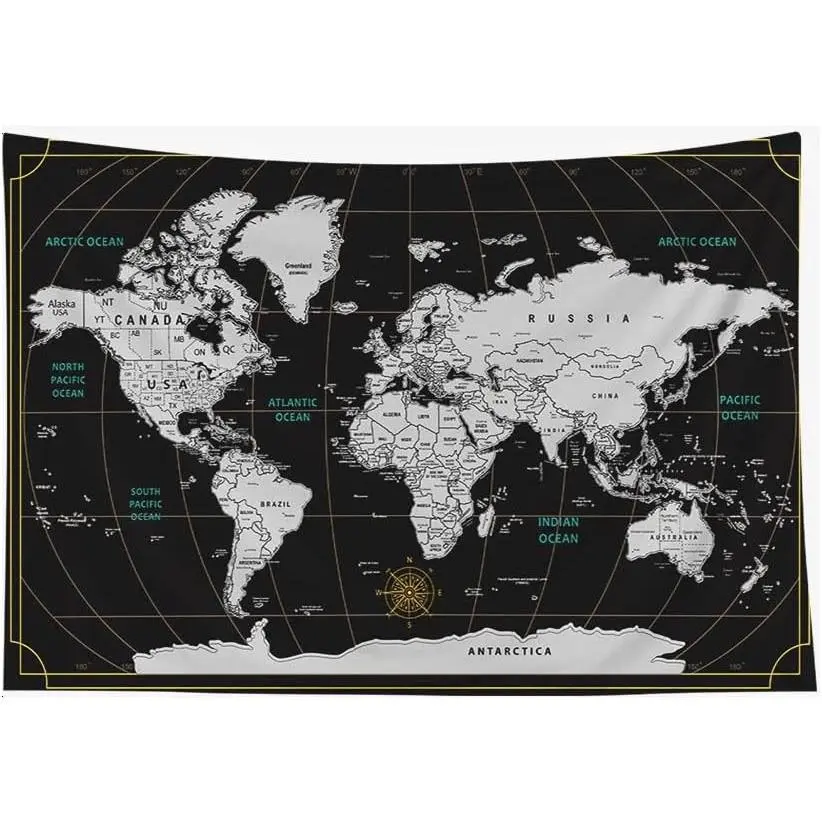 World Map Tapestry、 for Student Wall Tapestry World Geographical 、Distribution Tapestry for Men 80X60 Inches Tapestry、 for Bedroom Living Wall Art