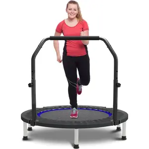 40" 48" Mini Trampoline for Adults and Kids Exercise Rebounder with Adjustable Bar Fitness Trampoline Indoor Max Load 330 440lbs