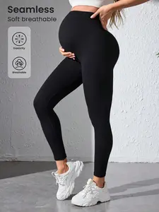 Black Seamless Maternity Sports Leggings