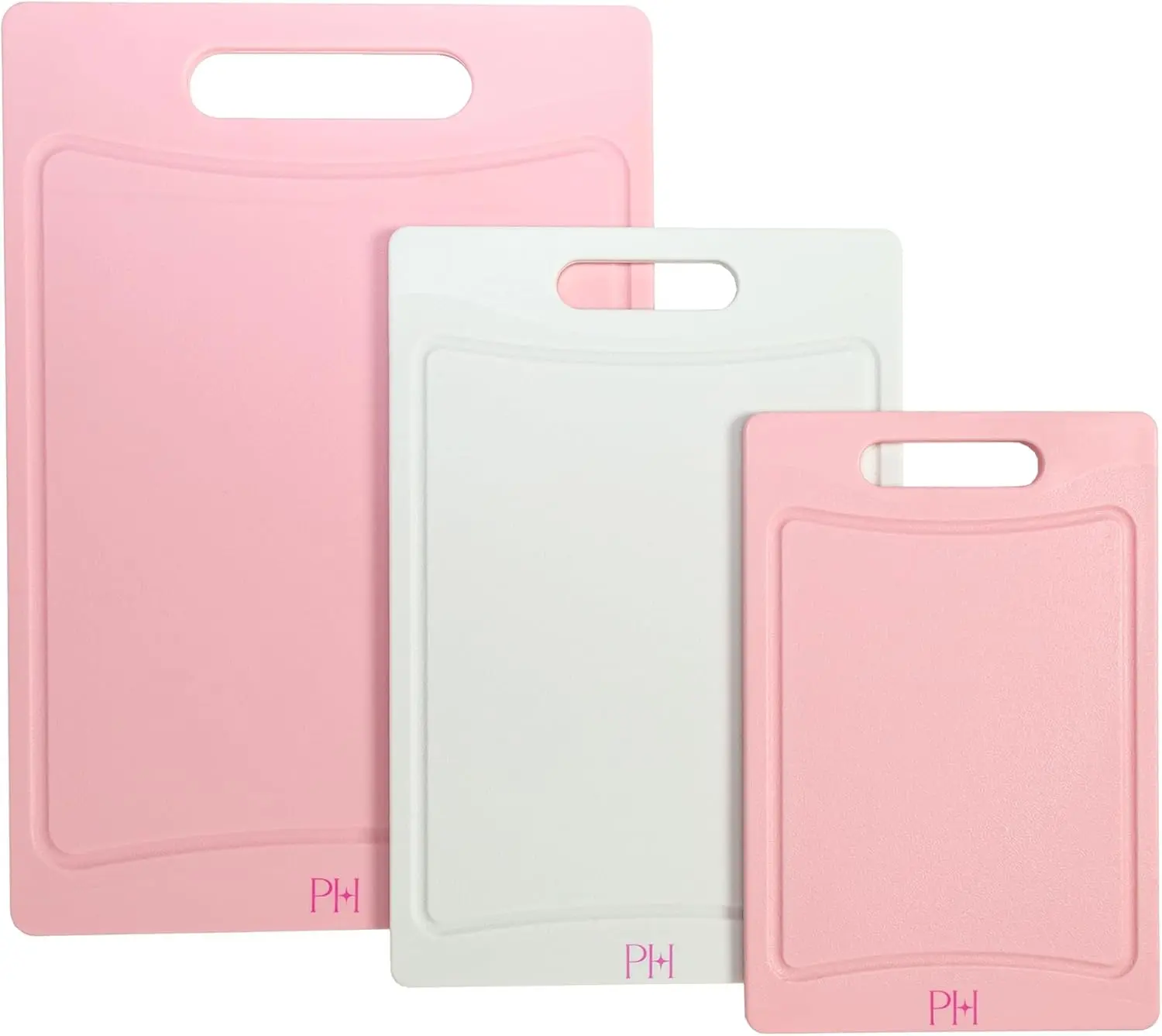 pink kitchen stuff, Cutting Boards, Dual-Sided Cutting Board Set with Built-in Juice Grooves, Easy-Grip Handles, Heavy-Duty Plastic Made without BPA, Dishwasher