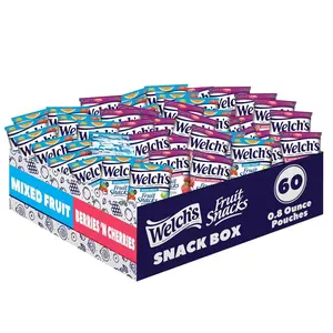Fruit Snacks Mixed Fruit Snack Box 60 Count 0.8oz Packs Gluten Free Vitamin Rich Snacks for Kids & Adults