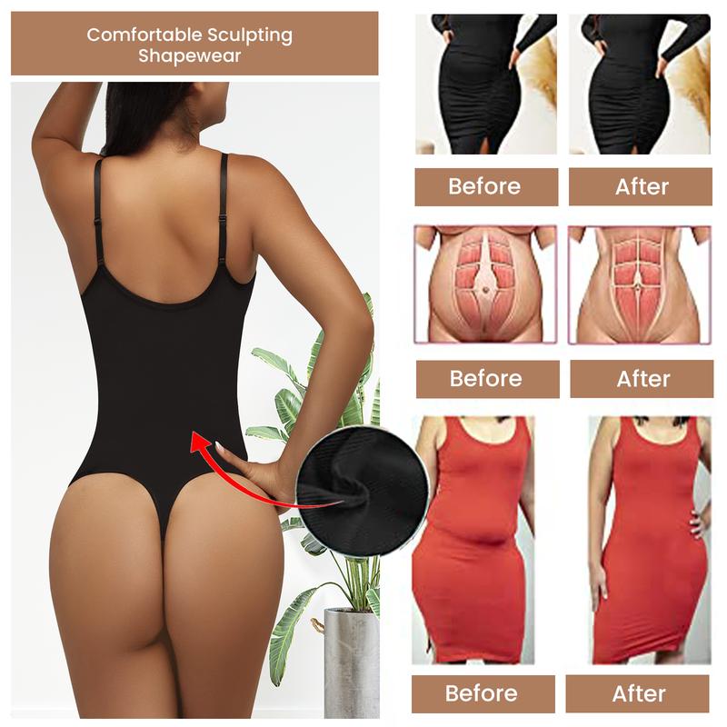 Women's Shapewear Bodysuit Tummy Control Body Shaper Seamless Thong Sleeveless Women Body Shaper Sculpting Snatched Waist Body Suit