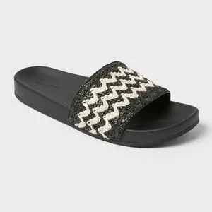 Women's Chloe Raffia Footbed Slide Sandals - Universal Thread
