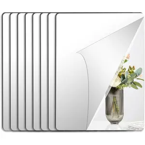 8 Pack Self Adhesive  Mirror, 12x16 Inch Mirror Tiles,Flexible Sheets Wall Stickers, Frameless Small Mirror