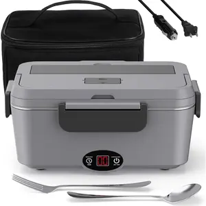 Heated Lunch Box with Timer - 1.8L Electric Lunch Box for Adults 90W  Heating Portable  Warmer for Men Auto-Shut Off  Heater for Office   Travel