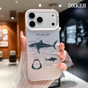 Great White Shark Anatomy Pattern Trendy Phone Case for iPhone 17 16 Pro Max 15 Plus 14 13 12 11 Air Plus Shockproof Anti-Scratch Durable TPU Back Protective Cover Cellphone Casing