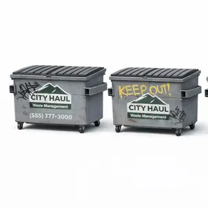 Customized 1/64 scale dumpsters with paint & graffiti