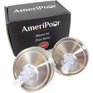 Stainless Pour Spouts With Flap for Moonshine Whiskey, 100% Made in USA, Non-Leak Free Flow No Cracks for Perfect Cocktail Pour, 2 Pack