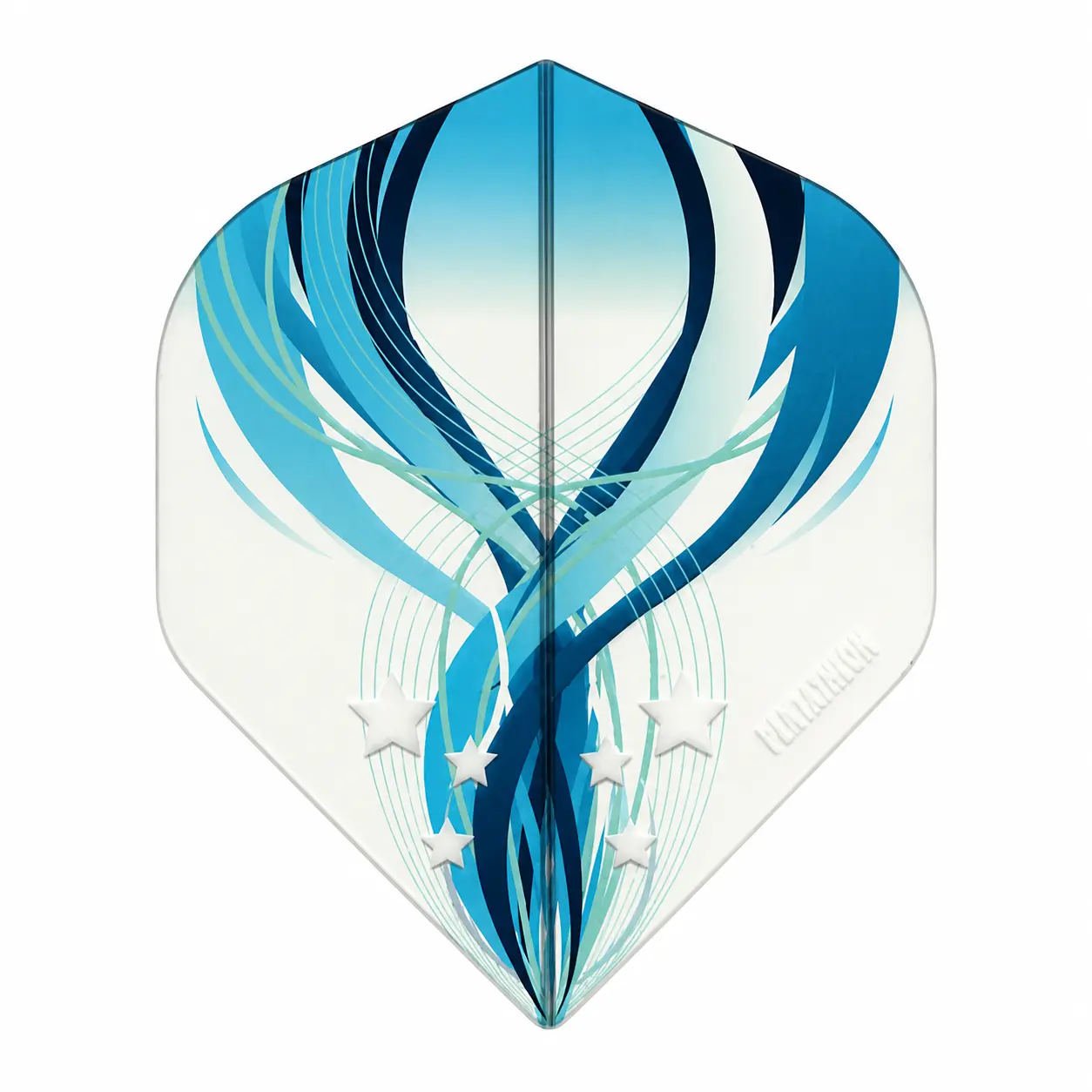 Poly Dart Flights, Super Strong 100 Micron, Standard No. 2 Shape, Translucent White and Blue Unique Pattern