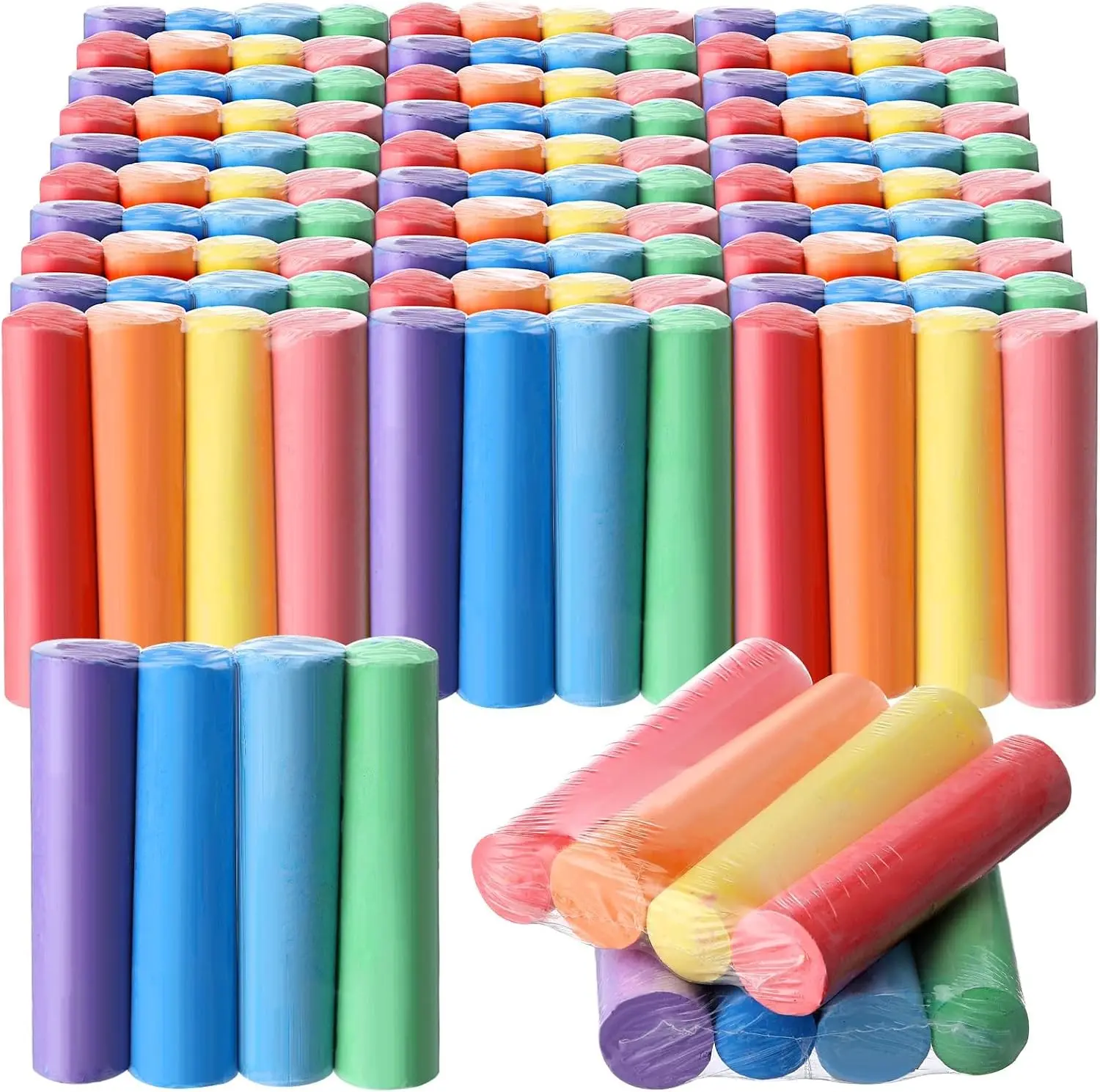 120 Pcs Sidewalk Chalks Set 30 Count 4 Colors Non Toxic Jumbo Chalk for Party Gift Outdoor Art Play Painting Rainbow Classic Colors