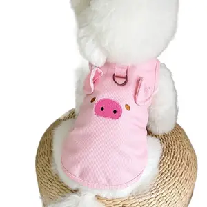 Summer New Style Japanese Korean Pet Clothes Dog Cat Apparel Teddy Bichon Poodle Traction Waffle Vest Outdoor Open Front Easy Cleaning