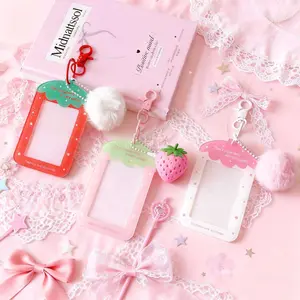 Cartoon Strawberry 3-Inch Display Card Holder, Id Card Holder, Id Badge Holder, Cute Student Bus Card Case, Perfect for Fans and Accessories