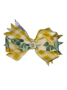 Floral Gingham Large Hair Bow