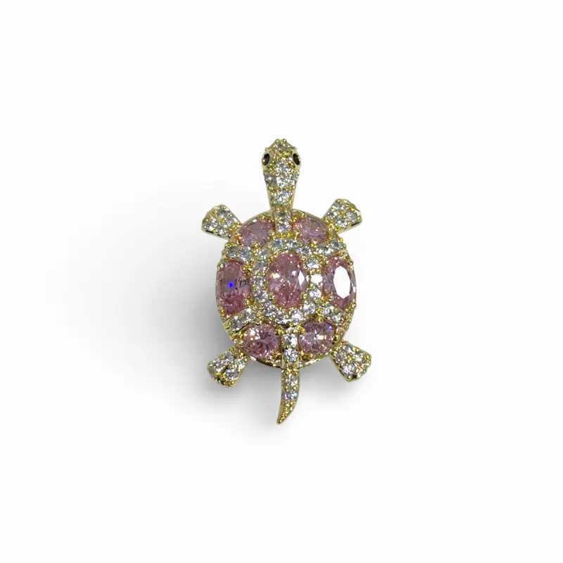 Pink Turtle pendant gold plated 14 k