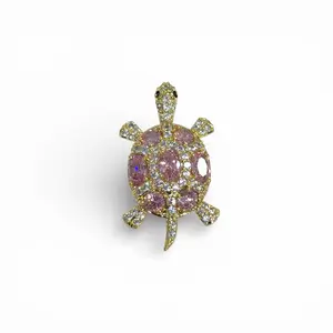 Pink Turtle pendant gold plated 14 k