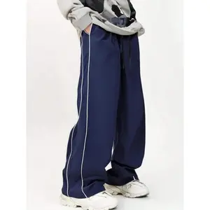 Men's Plus Size Casual Patchwork Pants, Loose-Fitting Elastic Waist Long Jogger Trousers, Trendy Streetwear Style, Hip Hop Skateboard Fashion, Comfortable All-Match Daily Wear Bottoms, Lightweight Outdoor Athletic Trousers for Men