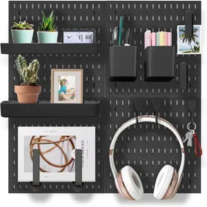 Wall Organizer Peg Board - Elevate And Declutter Your Gaming And Office - Create A Perfectly Structured(Black)