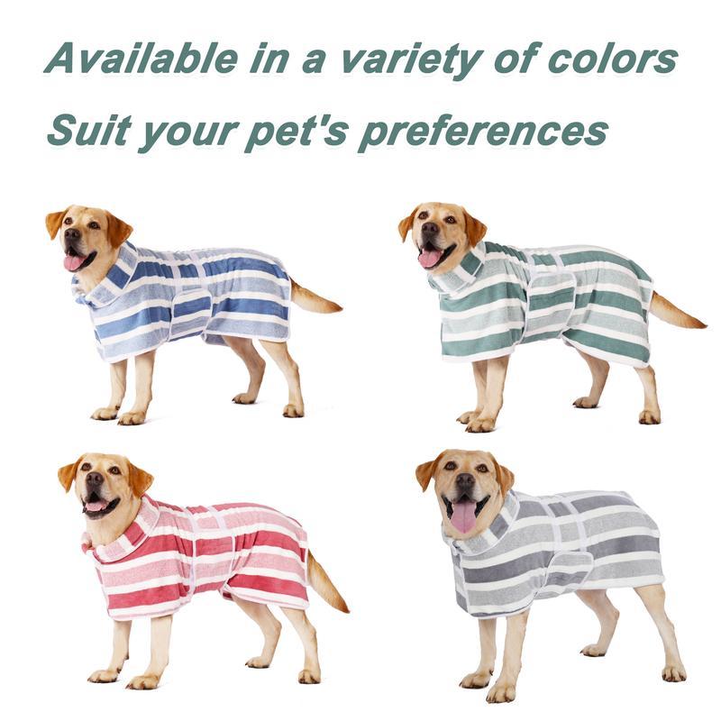 Quick-Drying Dog Bathrobe, 1-Piece Striped Pet Dressing Gown with Adjustable Belly Band, Super-Absorbent Super-Soft Fabric #GLOBAL PICKS